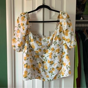 Reformation Lemon Puff Sleeve Top